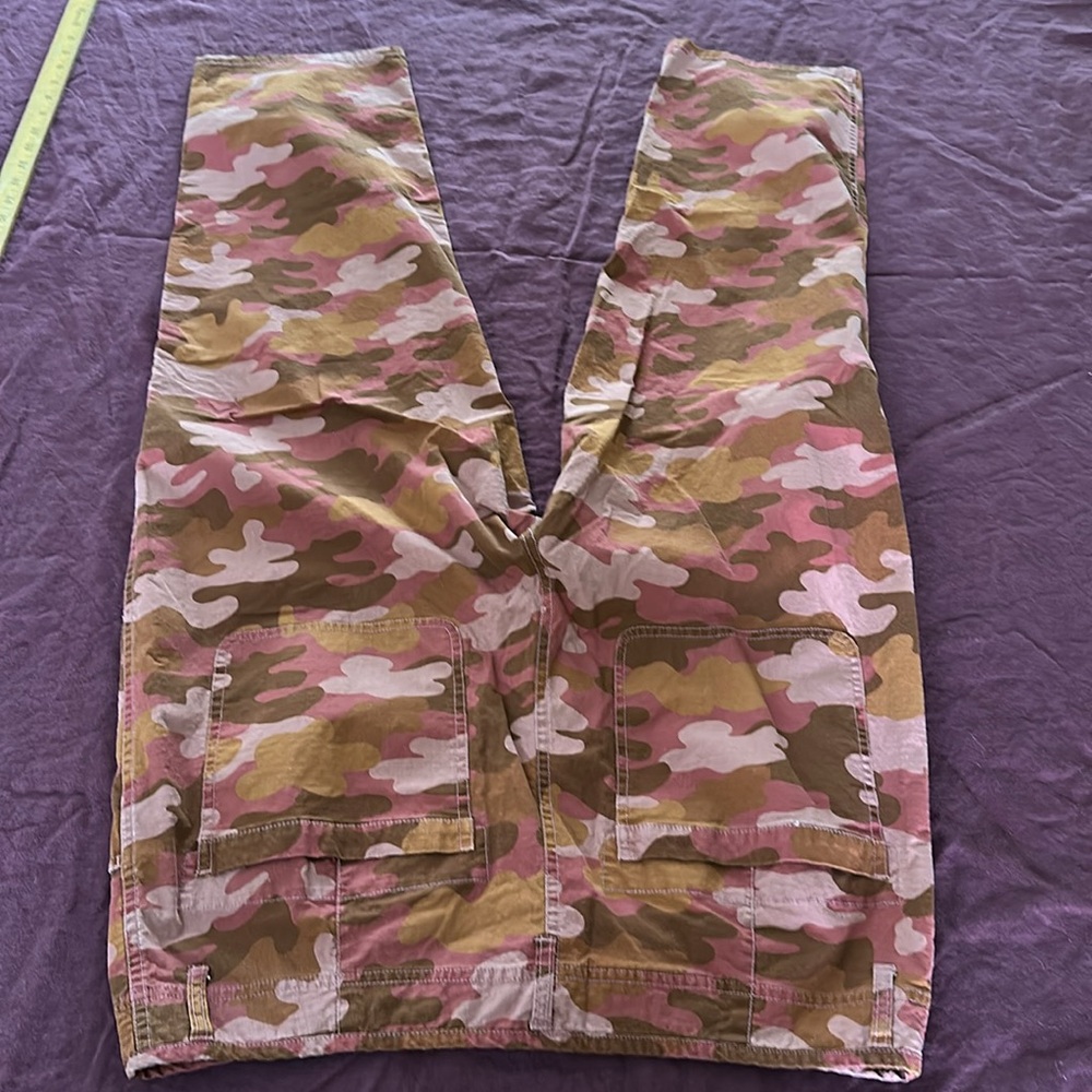 Sundance Pants pink rust orange camo Sz 16 cotton w stretch 4 pockets buttons - Picture 9 of 9